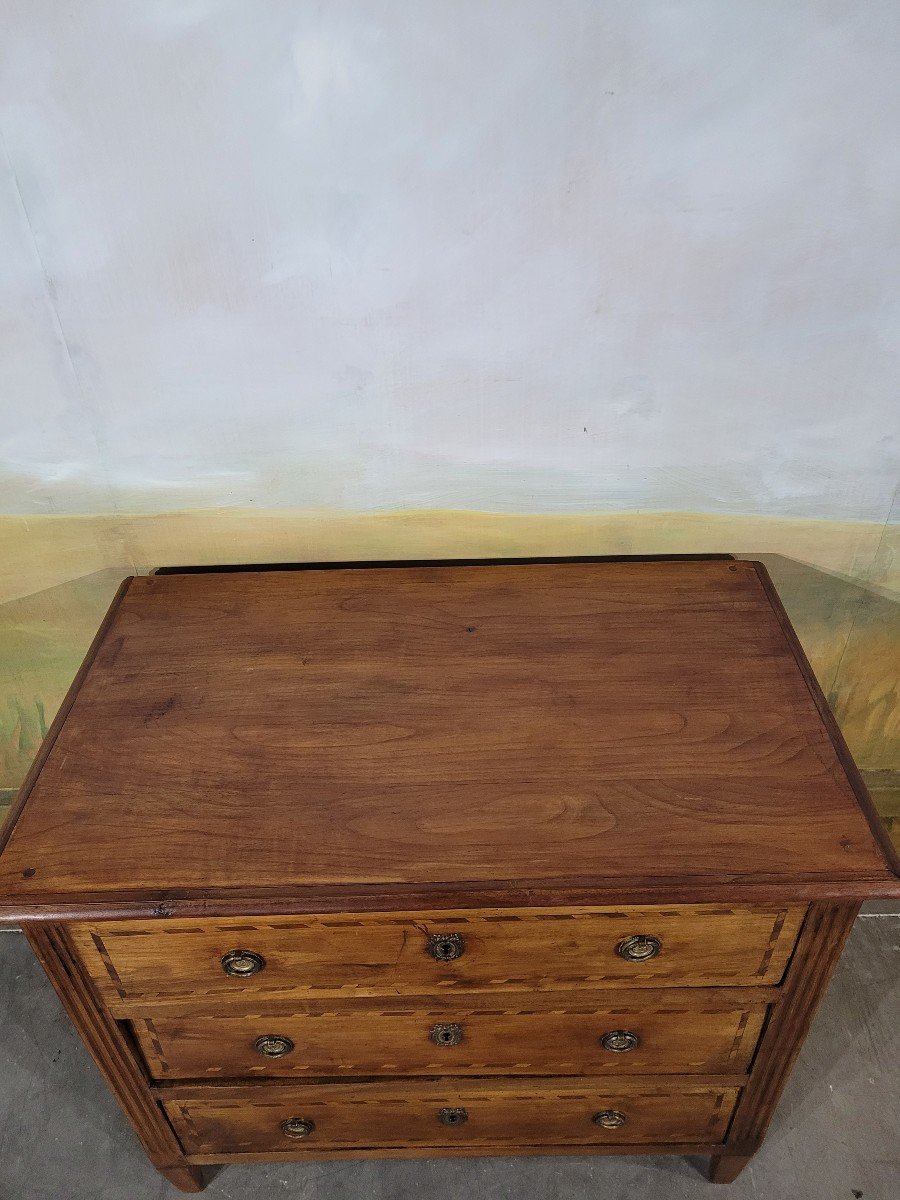 Petite Commode Louis XVI En Merisier Massif.-photo-4