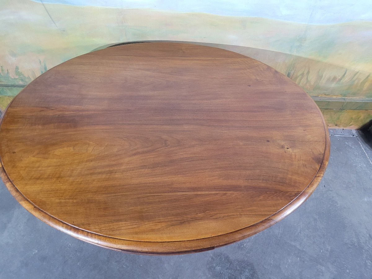 Oval Table, Walnut Side Table With Drawers-photo-3