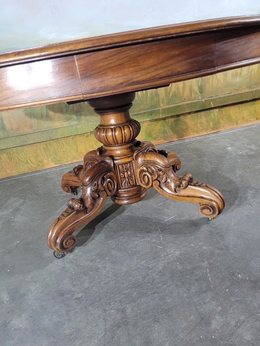 Oval Table, Walnut Side Table With Drawers-photo-5