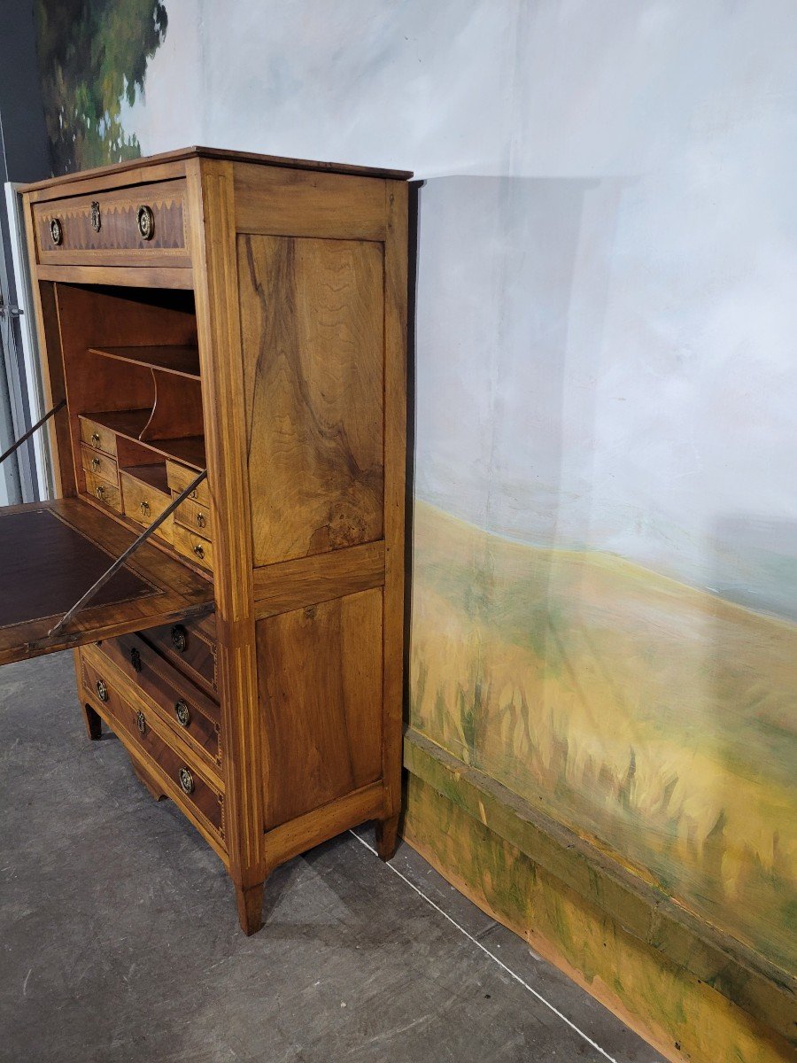 Louis XVI Period Secretary In Marquetry-photo-3