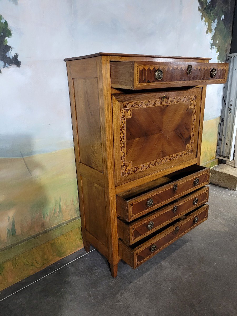 Louis XVI Period Secretary In Marquetry-photo-5