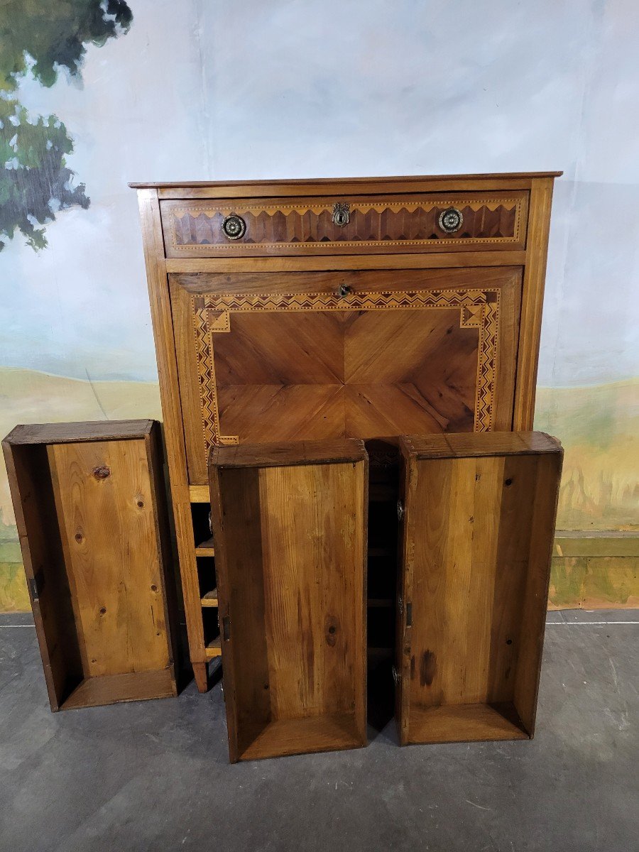 Louis XVI Period Secretary In Marquetry-photo-7