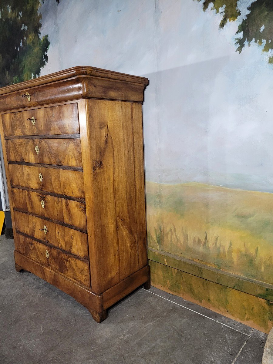 Chest Of Drawers, Large Louis Philippe Period In Walnut-photo-2