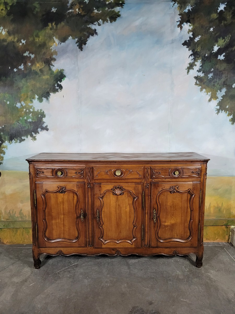 Louis XV Period Sideboard In Solid Cherry Wood