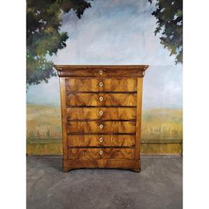 Chest Of Drawers, Large Louis Philippe Period In Walnut