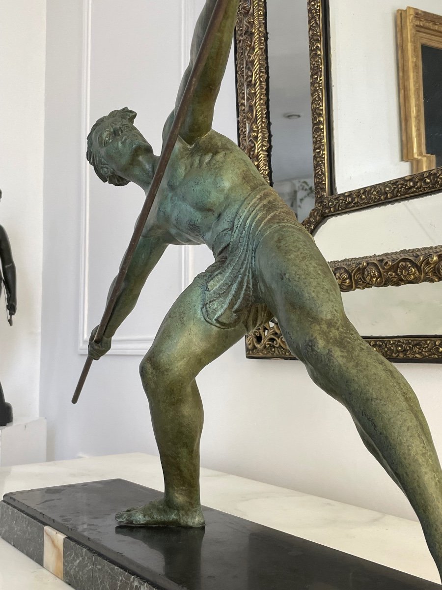 Sculpture Art Deco Athlete Avec Javelot De Demetre Chiparus 1930 -photo-3