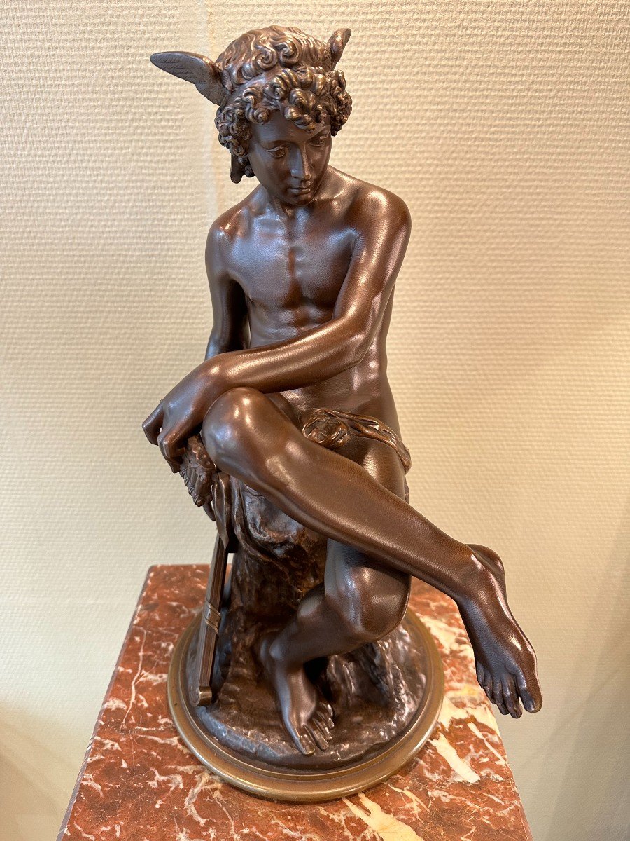 Statue En Bronze De Mercure Ou Hermès, Pierre Marius Montagne, 1867-photo-2