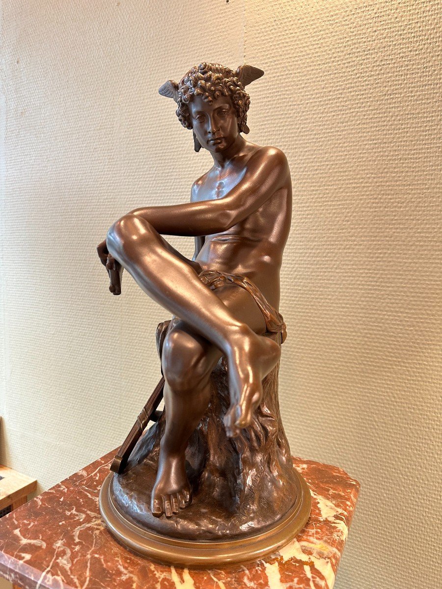 Statue En Bronze De Mercure Ou Hermès, Pierre Marius Montagne, 1867-photo-1