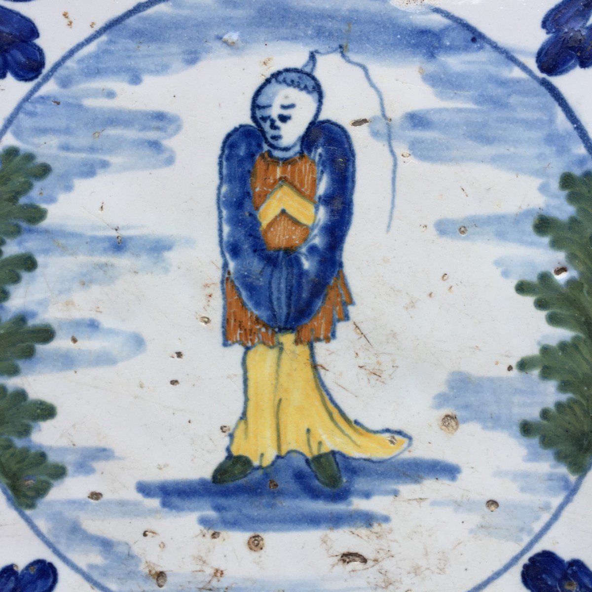 French Tile With Chinoiserie Decor, Nevers Factory, 18th Century-photo-2