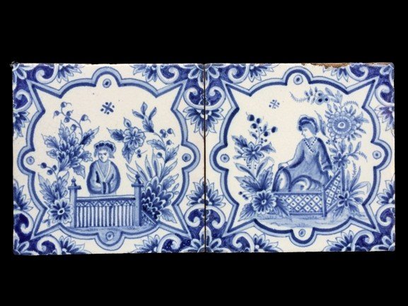 French Tiles With Chinoiserie Decor, Sevres Factory, 19th Century