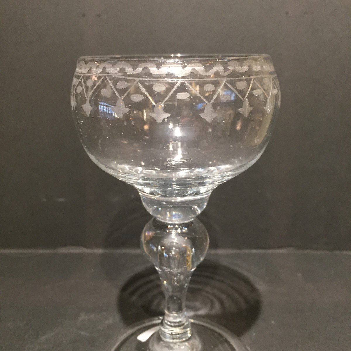 A Small Dutch Baluster Stem Glass For The English Market, 18th Century-photo-1