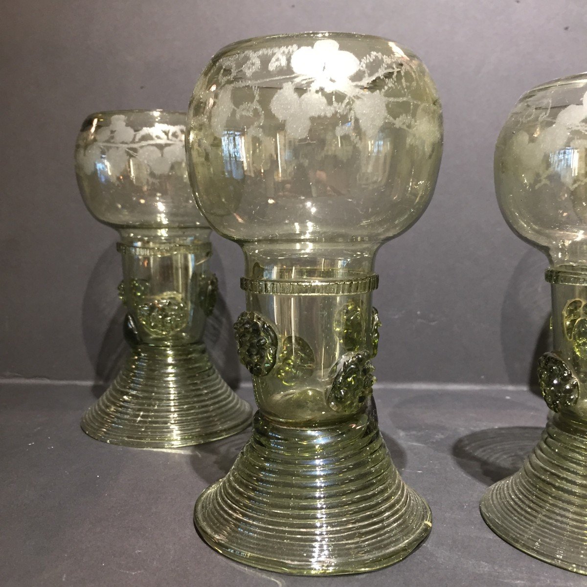 A Set Of Four German Roemer Glasses, 19th Century-photo-1