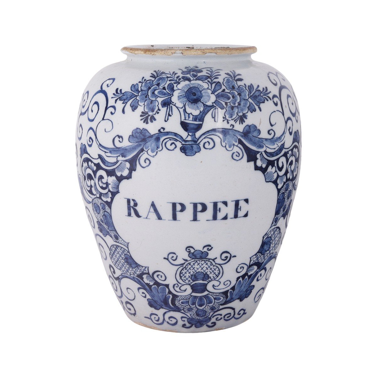 Dutch Delftware Tobacco Jar: Rappee, 18th Century-photo-3