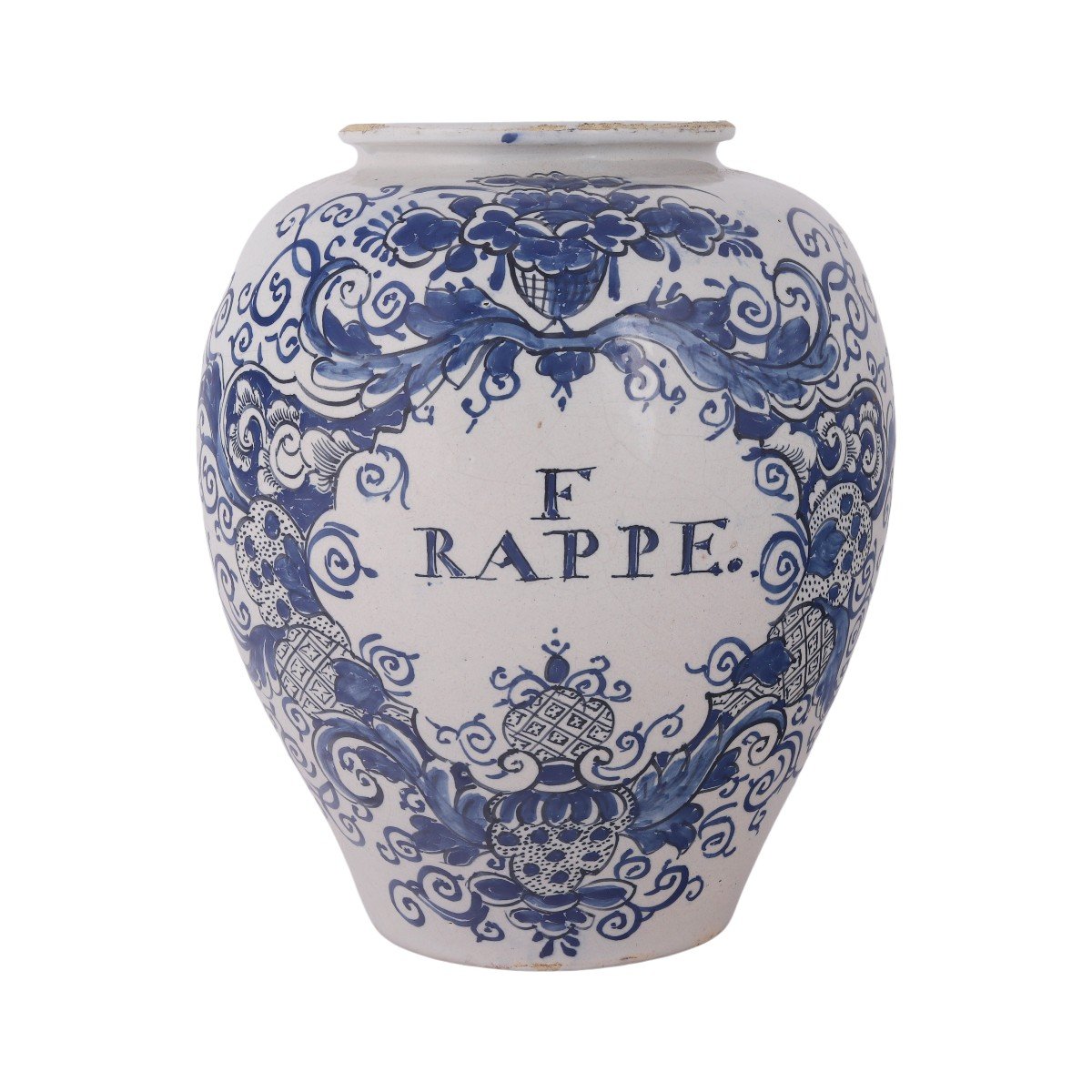 Dutch Delftware Tobacco Jar: F Rappe, 18th Century-photo-2