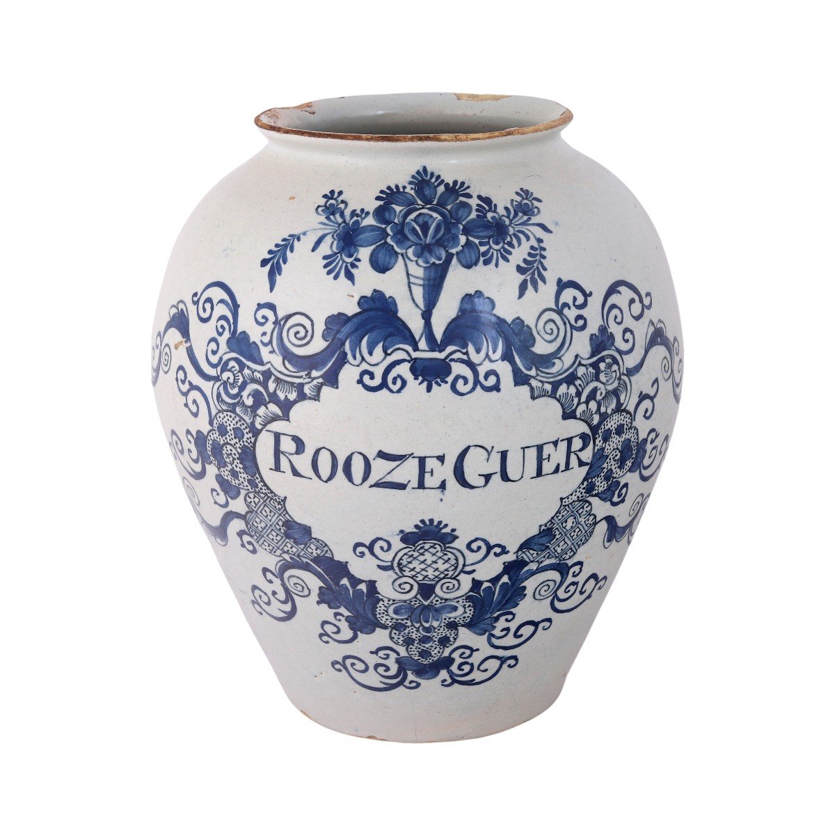 Pot à Tabac En Faïence De Delft: Roozeguer, Début Du XIXe Siècle, Royal Delft