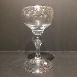 A Small Dutch Baluster Stem Glass For The English Market, 18th Century