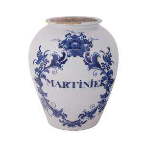 Dutch Tobacco Jar From Delft: Martiniek, 18th Century