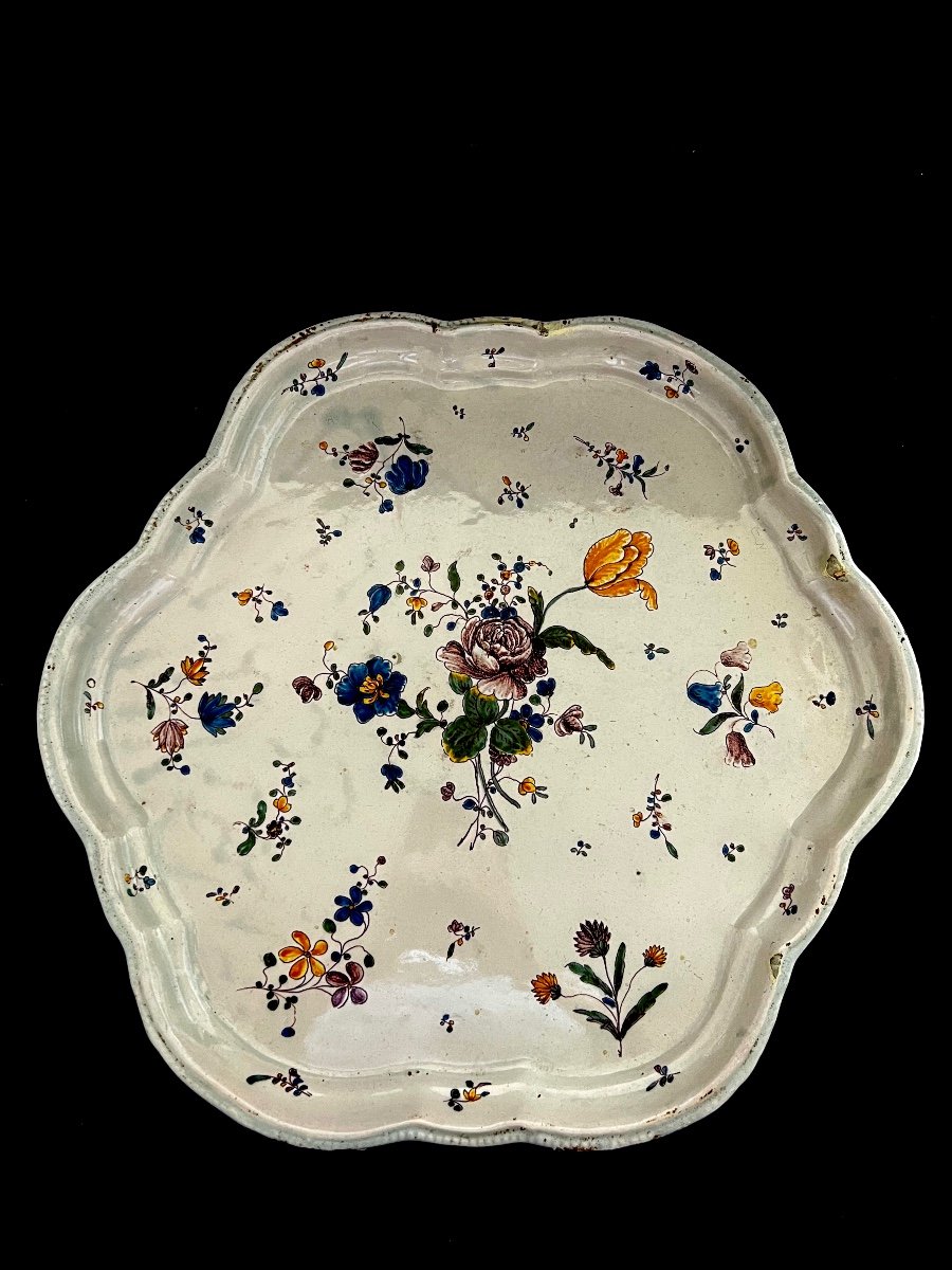 Large Earthenware Tray From Grand Feu Meillonas 18th Century