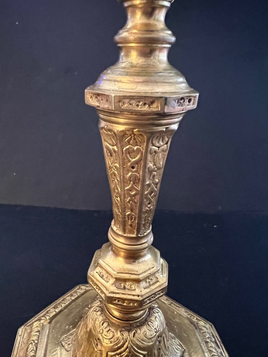 Pair Of Candlesticks In Gilt Bronze Regency Period-photo-5