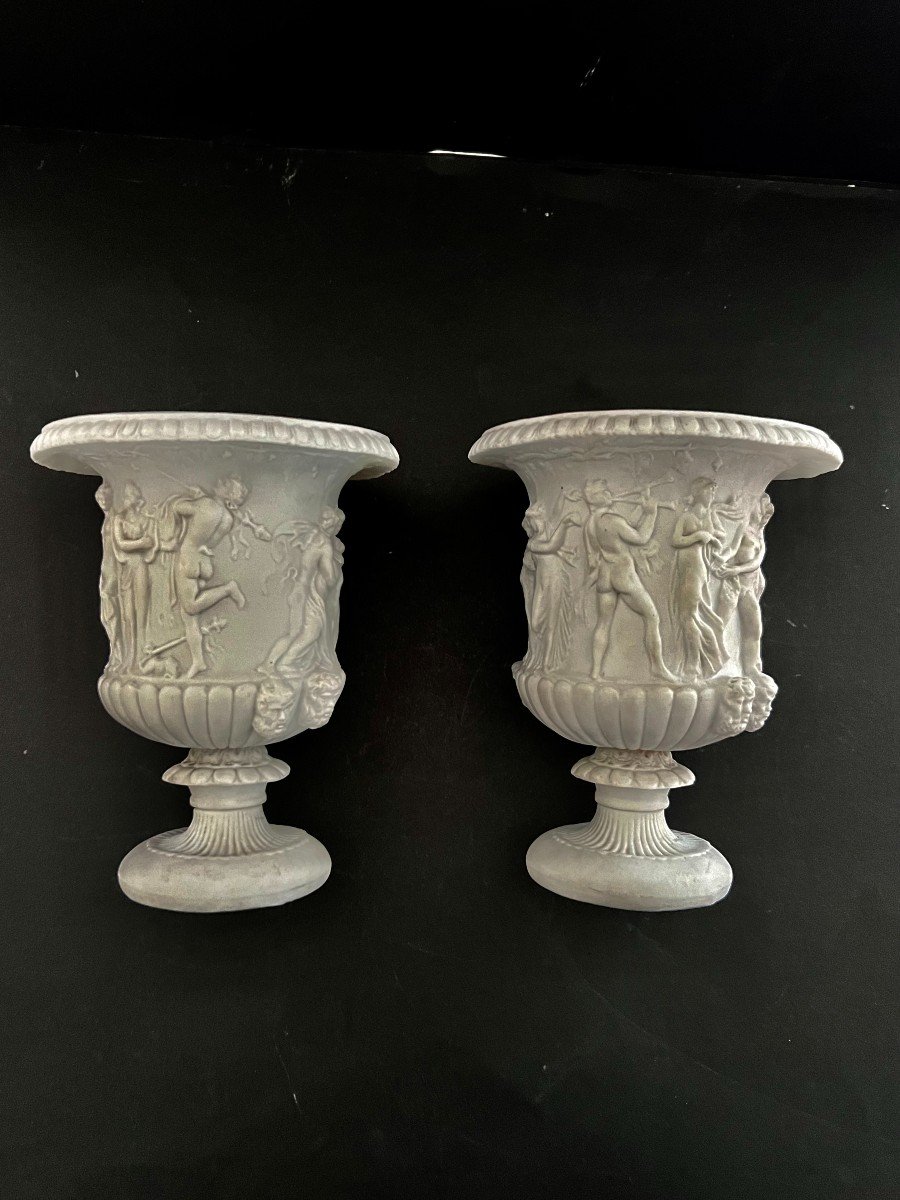 Pair Of Medici Biscuit Vases, Early 19th Century