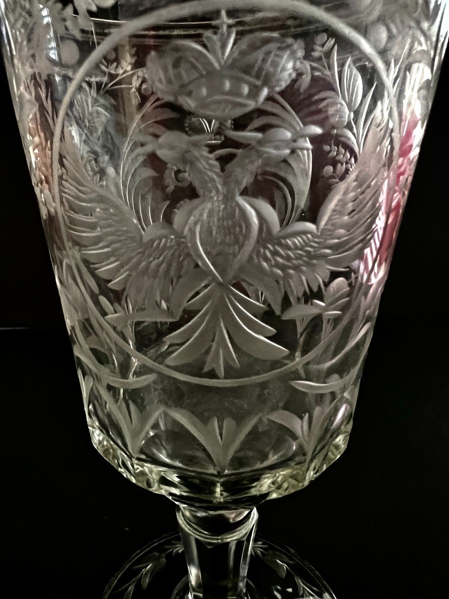 Large Glass With The Number And Coat Of Arms Of Tsar Paul I Russia 19th-photo-1