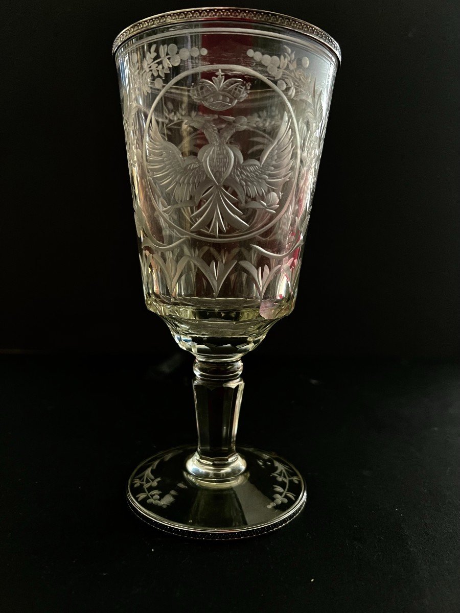 Large Glass With The Number And Coat Of Arms Of Tsar Paul I Russia 19th