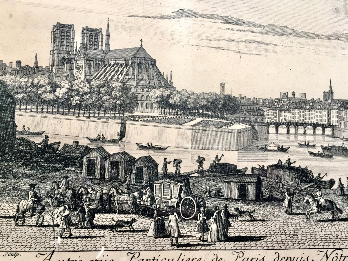 Engraving Representative Notre Dame De Paris 18th Century-photo-5