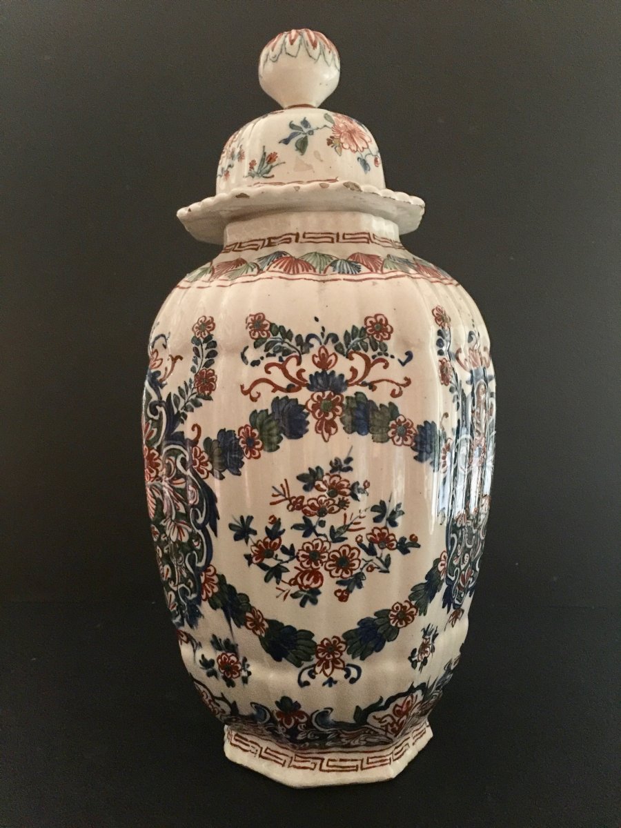 Potiche Covered In Delft Earthenware 18th Century-photo-2