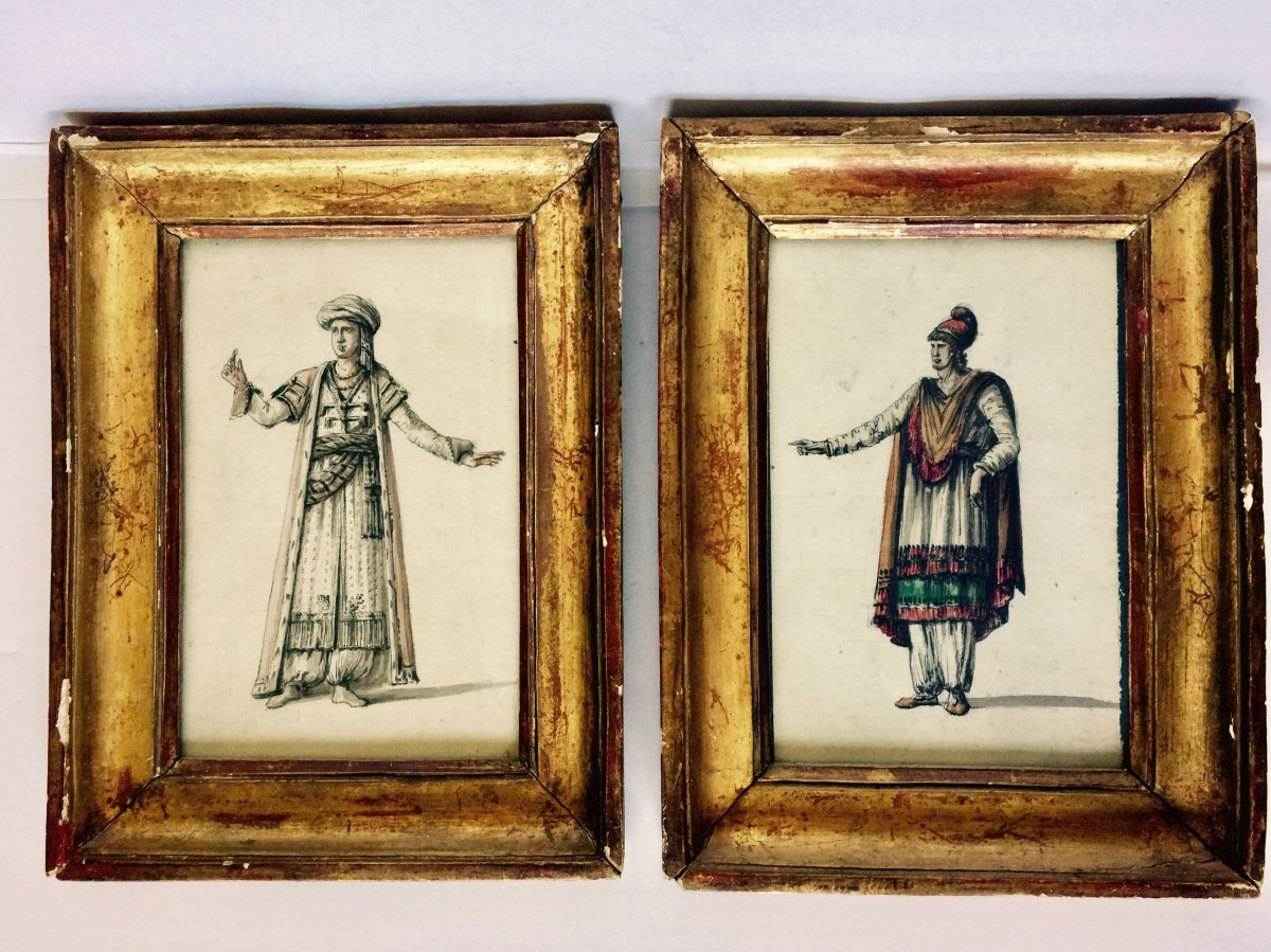 Pair Of Watercolor Drawings Attributed Lf Cassas XVIII Century