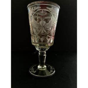 Large Glass With The Number And Coat Of Arms Of Tsar Paul I Russia 19th