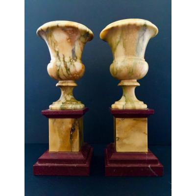 Pair Of Medici Vases In Marble XIXth Century