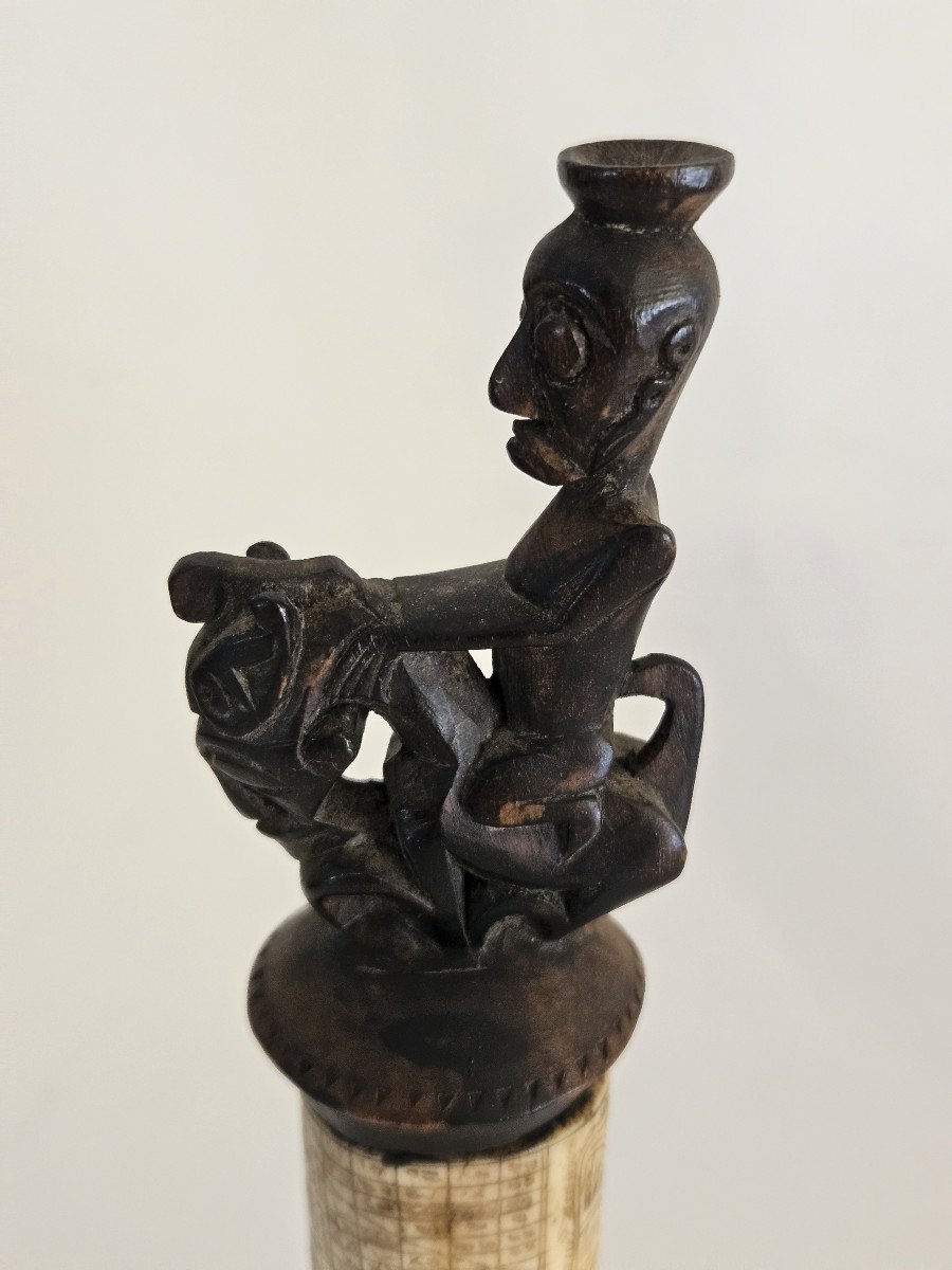 2 Boites  à Médecine Batak Sumatra Toba En Bois Et Os Sculpté-photo-6