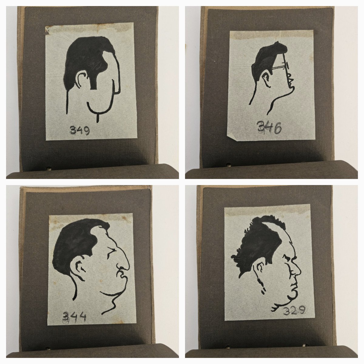 Notebook Of 40 Portraits Caricatures Of Men In Chinese Ink French Circa 1930-1940-photo-1