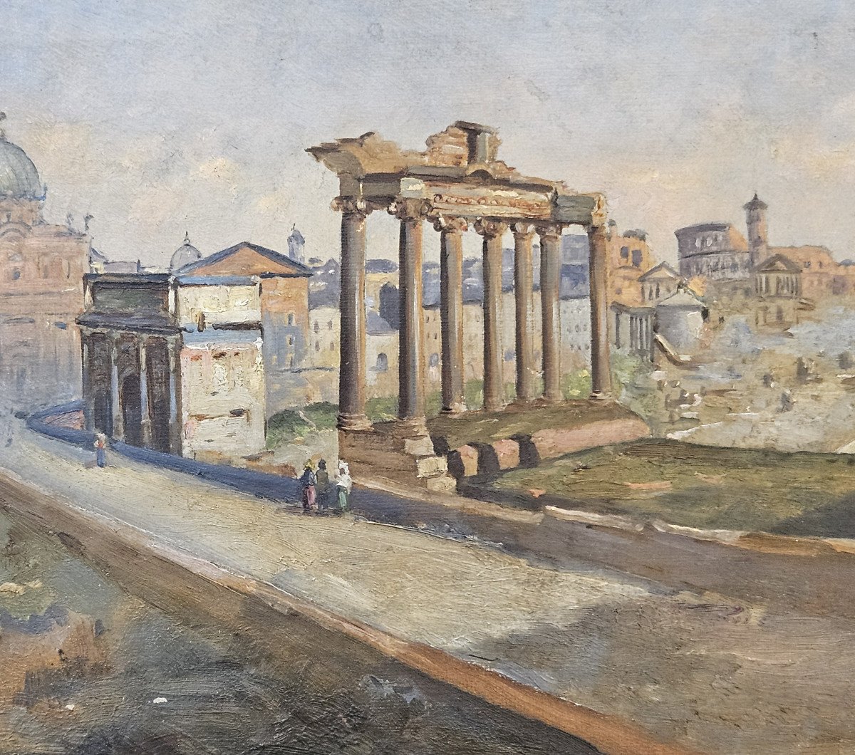 French School Of The 19th Century View Of The Forum Of Rome-photo-2