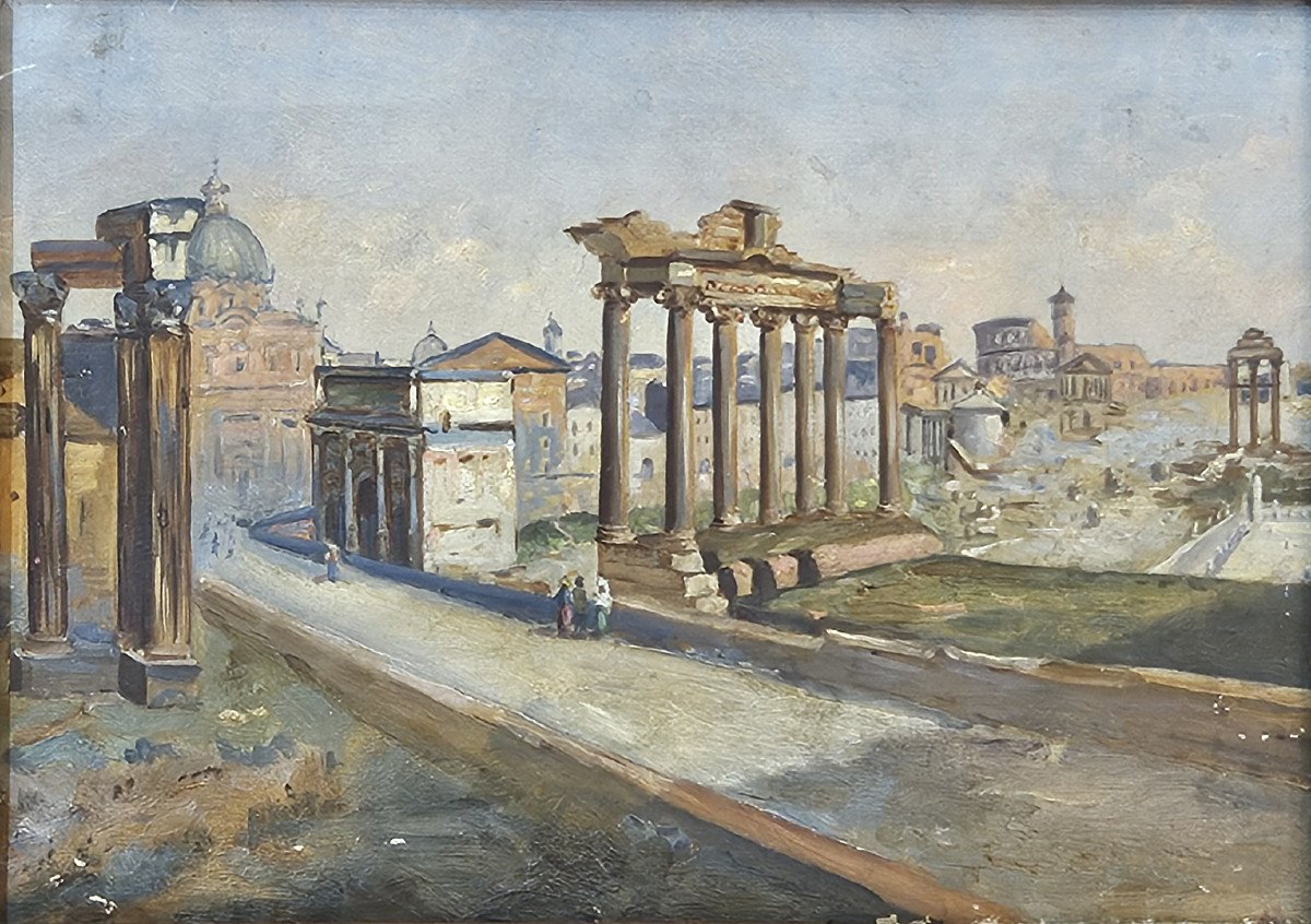 French School Of The 19th Century View Of The Forum Of Rome-photo-1