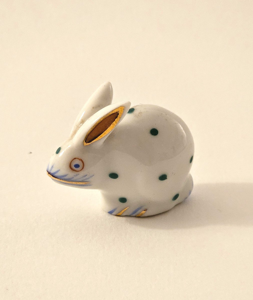 Three Miniature Porcelain Rabbits From Herend Hungary-photo-2