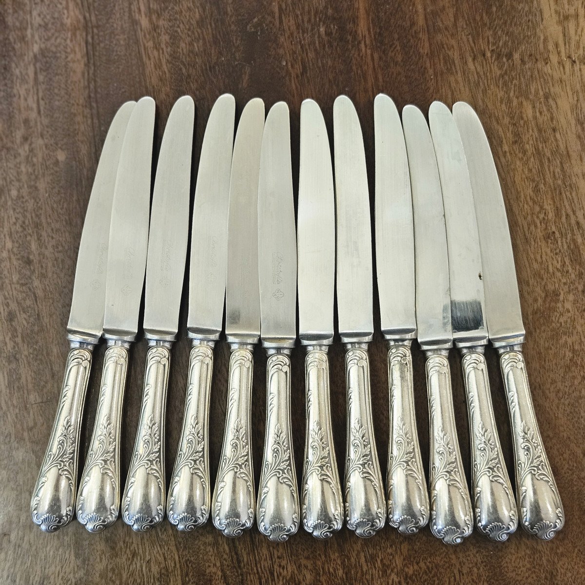 Christofle Marly Silver Metal Service 12 Large Knives And 12 Small Knives  -photo-2