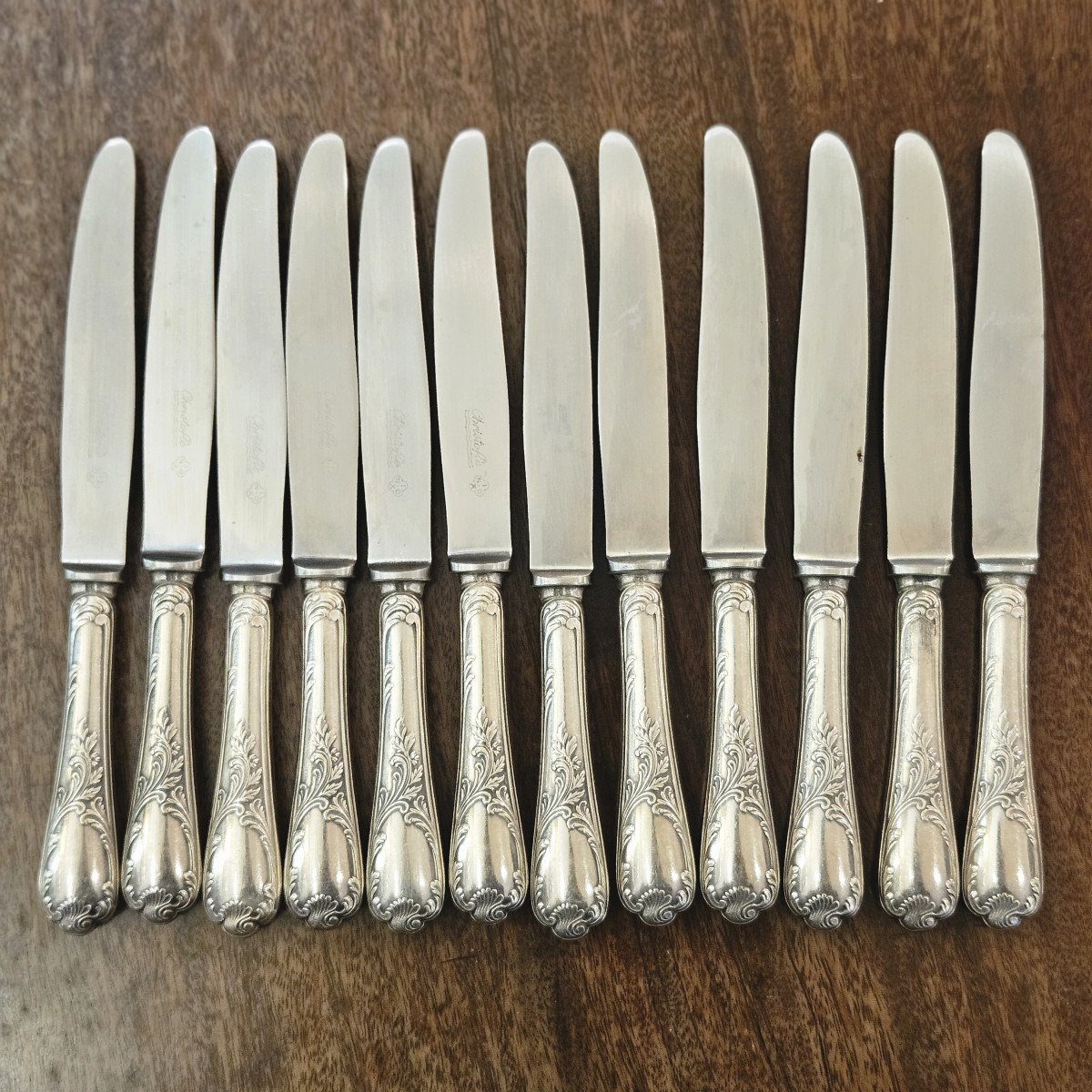 Christofle Marly Silver Metal Service 12 Large Knives And 12 Small Knives  -photo-1