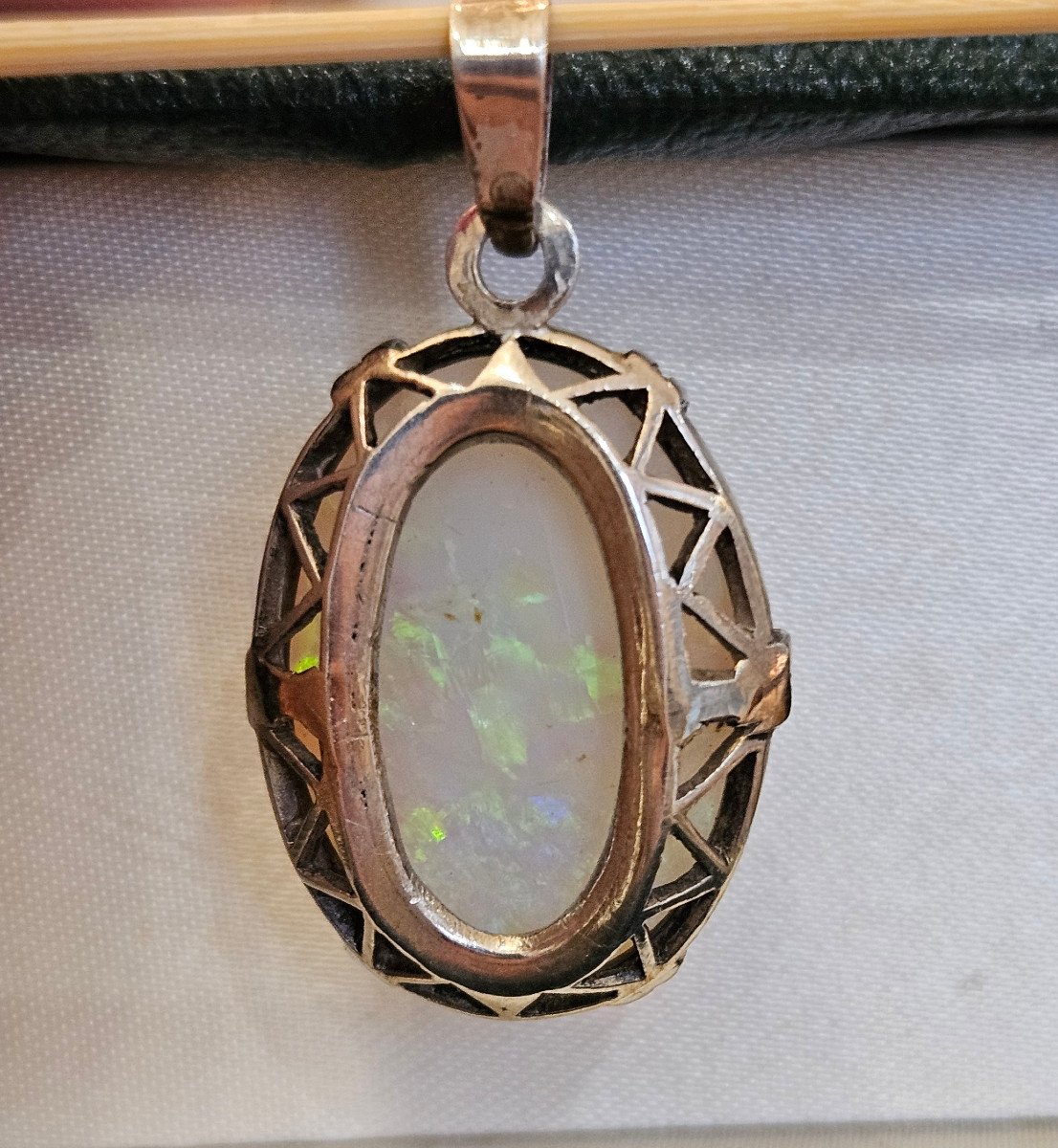 Opal Pendant Mounted On Silver-photo-2