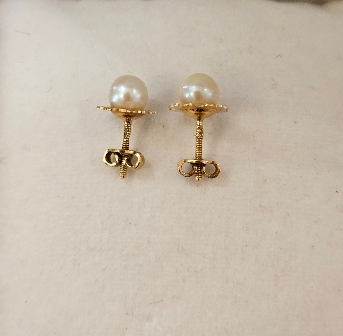 Boucle d'Oreille Puces En Or 18k Perles-photo-2