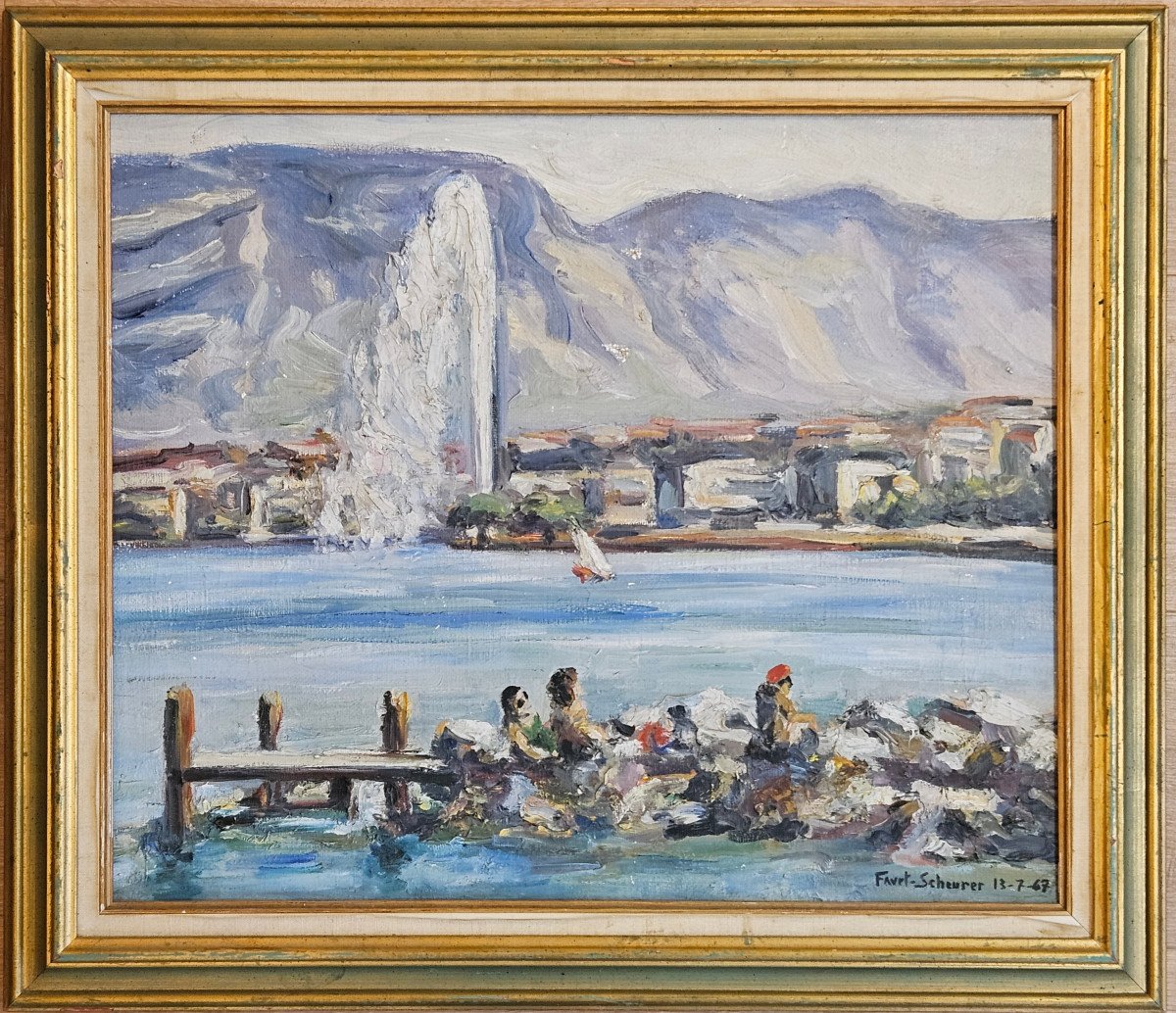 Rachel Pavet-scheurer 1919-2009 View Of The Port Of Geneva 1967 