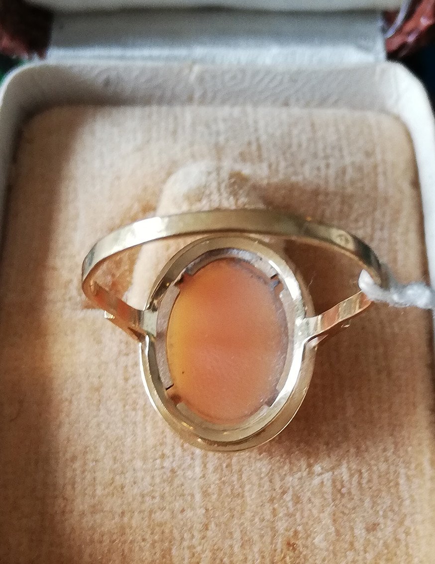 Bague Or 18k à Décor d'Un Camée Profil De Femme-photo-3