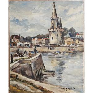 Gaston Girault (1913-1974) Tour de la Lanterne La Rochelle Huile sur toile Signée 