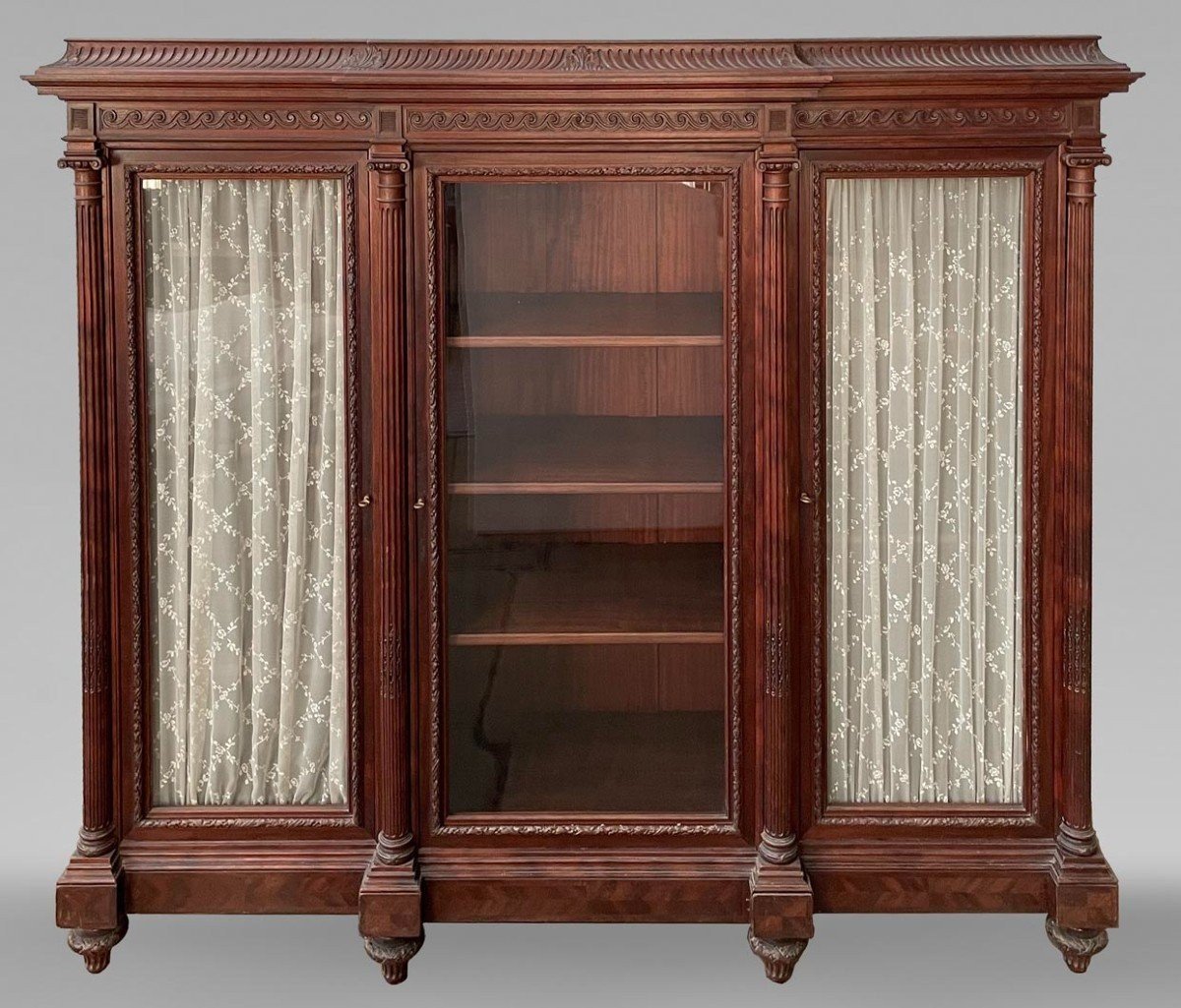 Louis XVI Style Mahogany Showcase With Half Columns