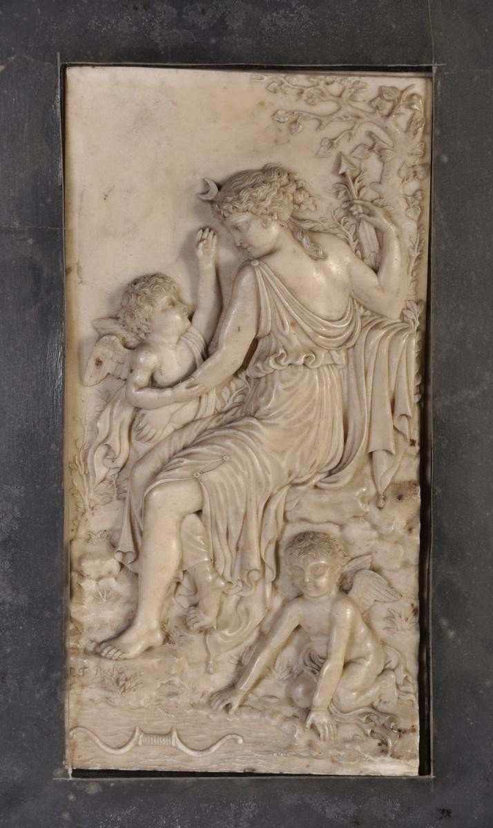 Diane Disarming Cupid, Ivory Bas-relief From The Nineteenth Century-photo-2