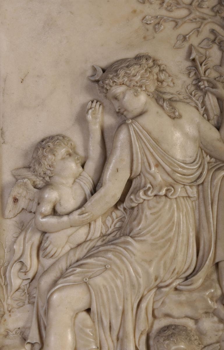 Diane Disarming Cupid, Ivory Bas-relief From The Nineteenth Century-photo-3