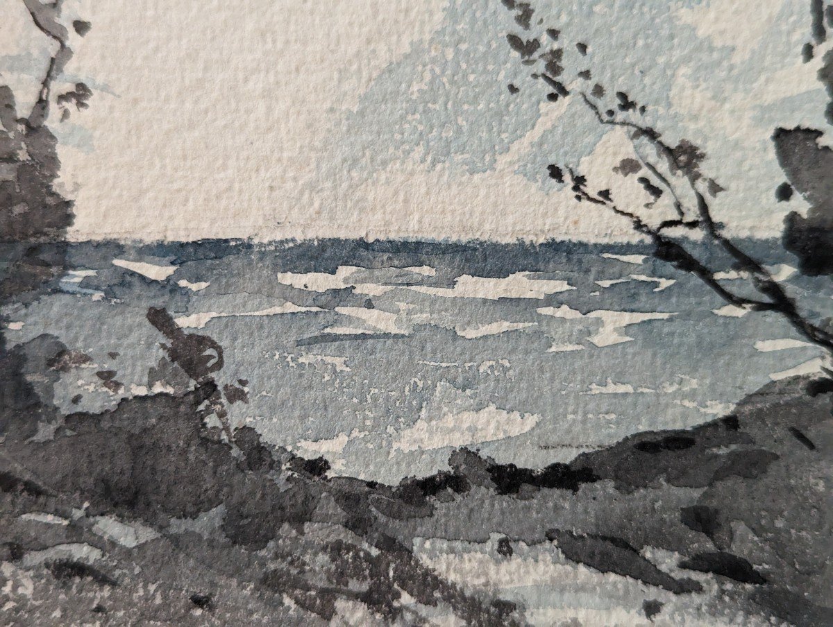 Henri Joseph Harpignies (1819-1916), Paysage, 1913, Aquarelle Signée Et Datée-photo-4