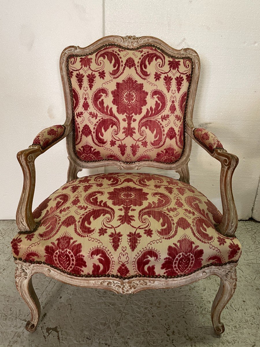 Pair Of Louis XV Style Armchairs In Beech-photo-2