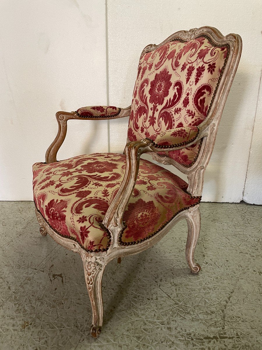 Pair Of Louis XV Style Armchairs In Beech-photo-3