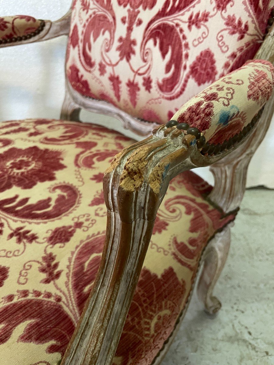 Pair Of Louis XV Style Armchairs In Beech-photo-4